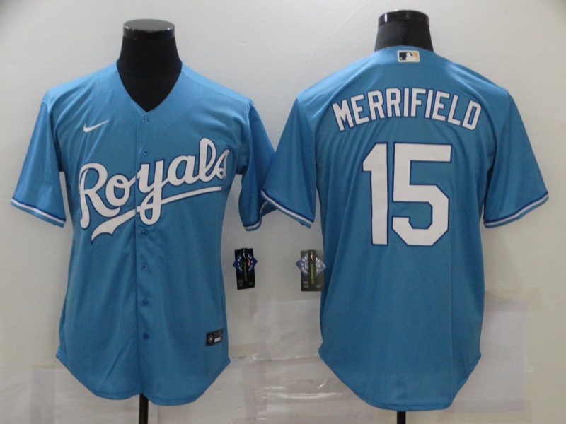 Men Kansas City Royals #15 Merrifield Light Blue Game Nike MLB Jerseys->kansas city royals->MLB Jersey